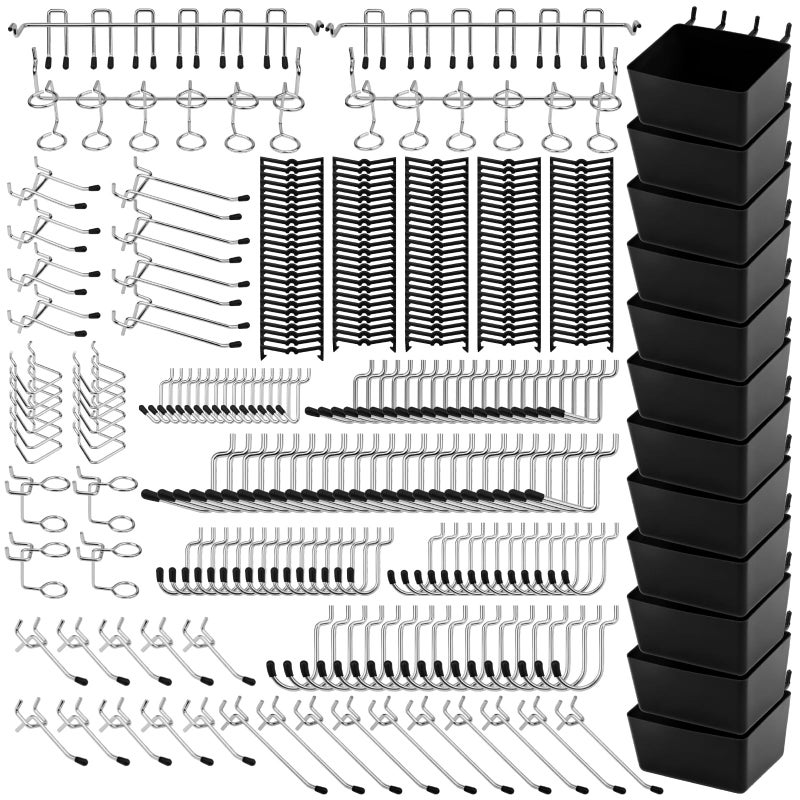 SEDY Pegboard Organizer Peg Board Hooks: 300-Piece Peg Board Hooks for Hanging for Tool Organization Durable Pegboard Hook Assortment Pegboard Accessories with Metal Hooks for Garage Workshop Craft Storage - Image 1